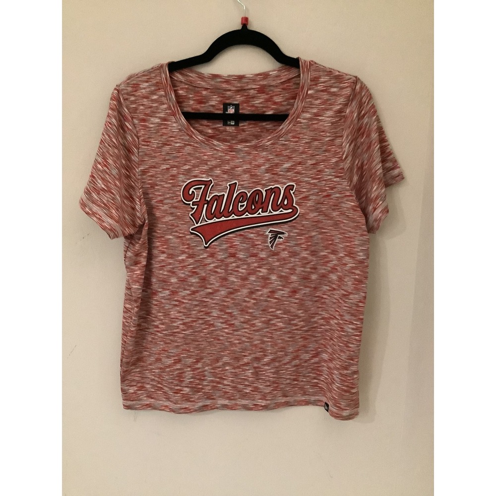 NFL Team Apparel Atlanta Falcons Womens Space Dye T-Shirt Red White Large NWT